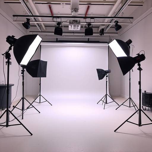 Modern photo studio setup with professional lighting equipment