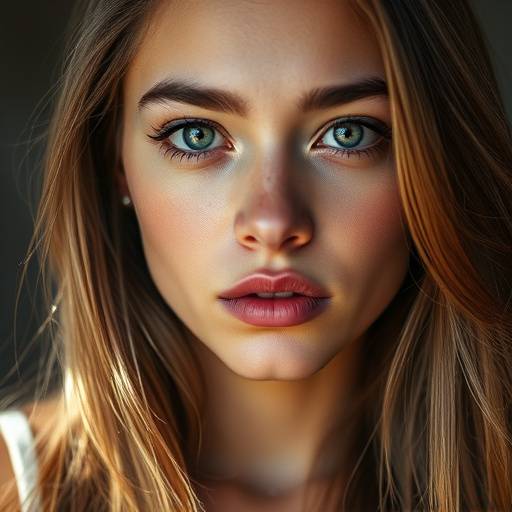 Portrait of a young woman with natural light, emphasizing her features.